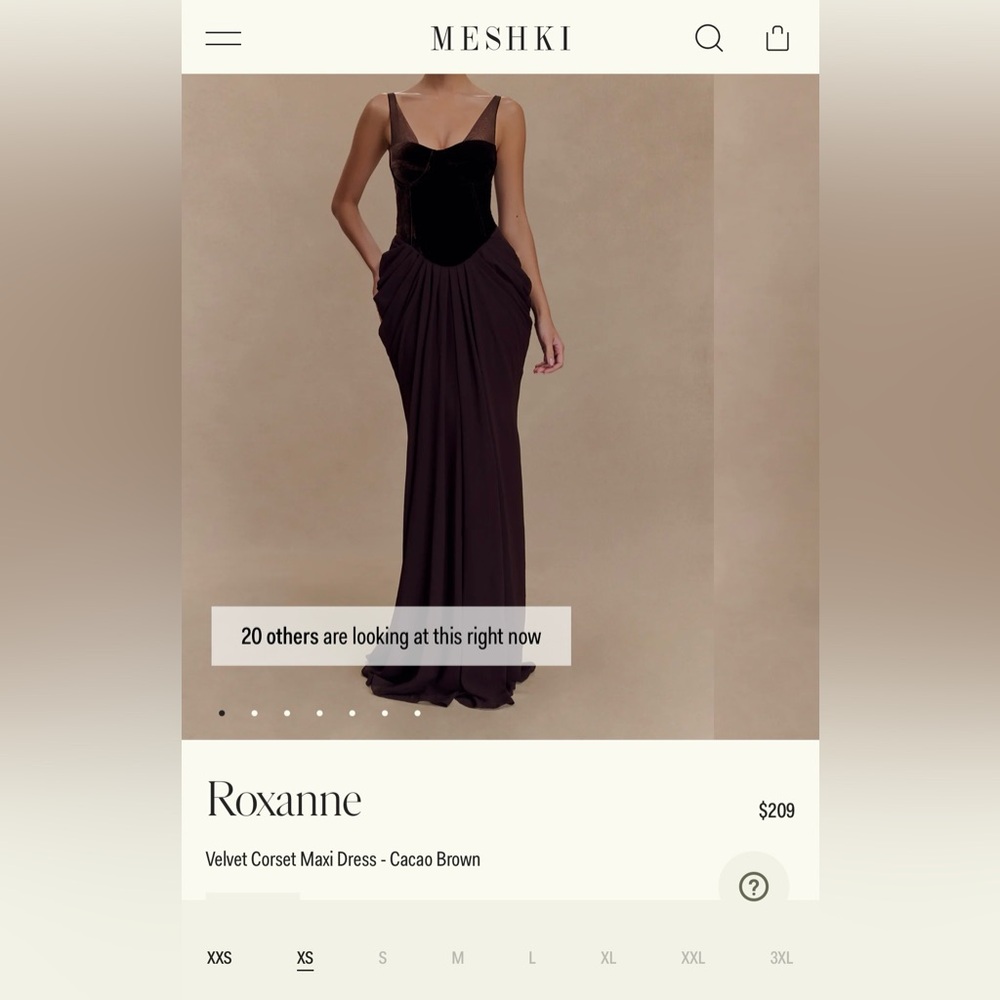 Meshki Velvet Corset Maxi Dress in Deep Brown